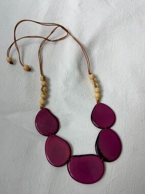 TAGUA Necklace in Berry with Ivory. Handmade New TAGUA JEWELRY 242